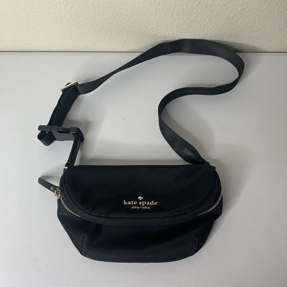 Kate Spade Watson Lane Betty Belt Bag Crossbody Purse Zip Black Nylon
